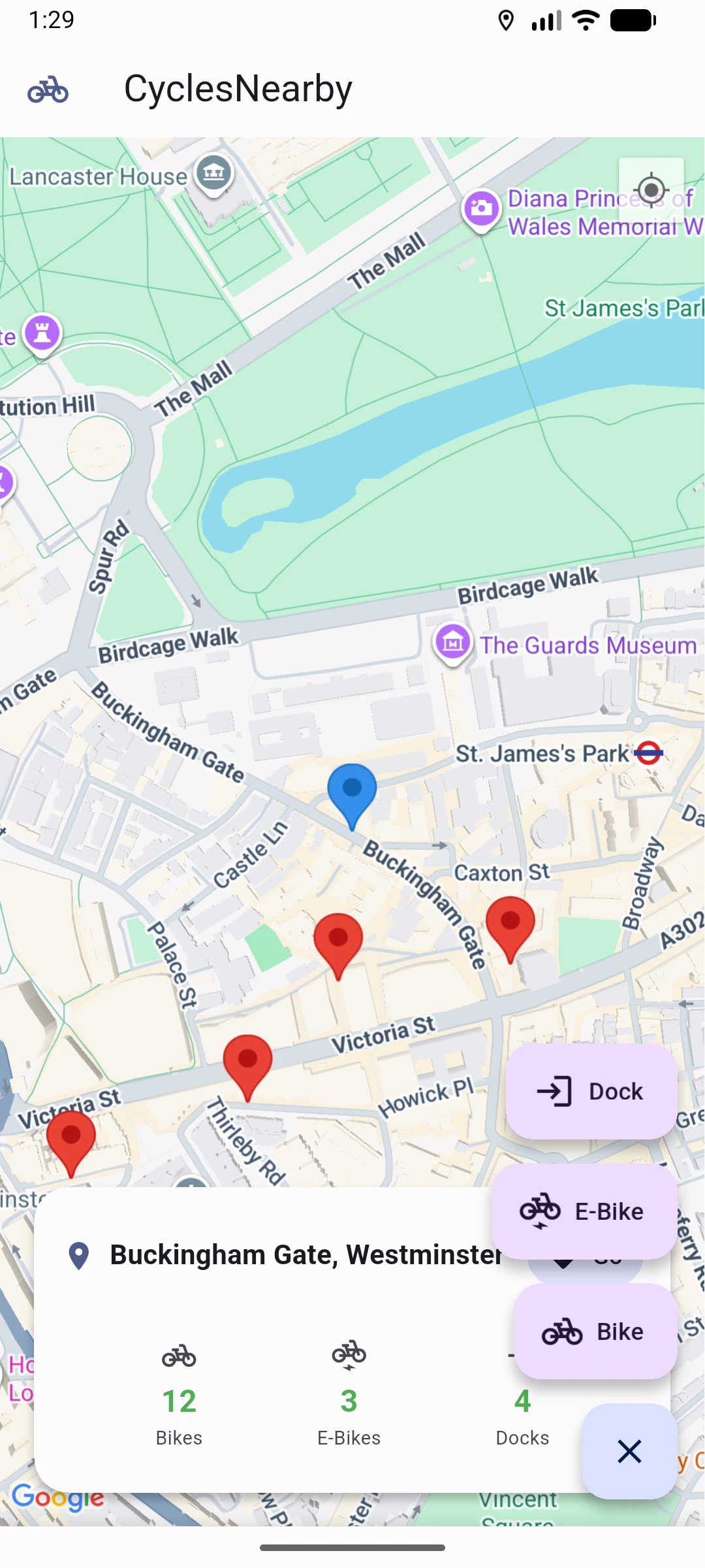 CyclesNearby app screenshot