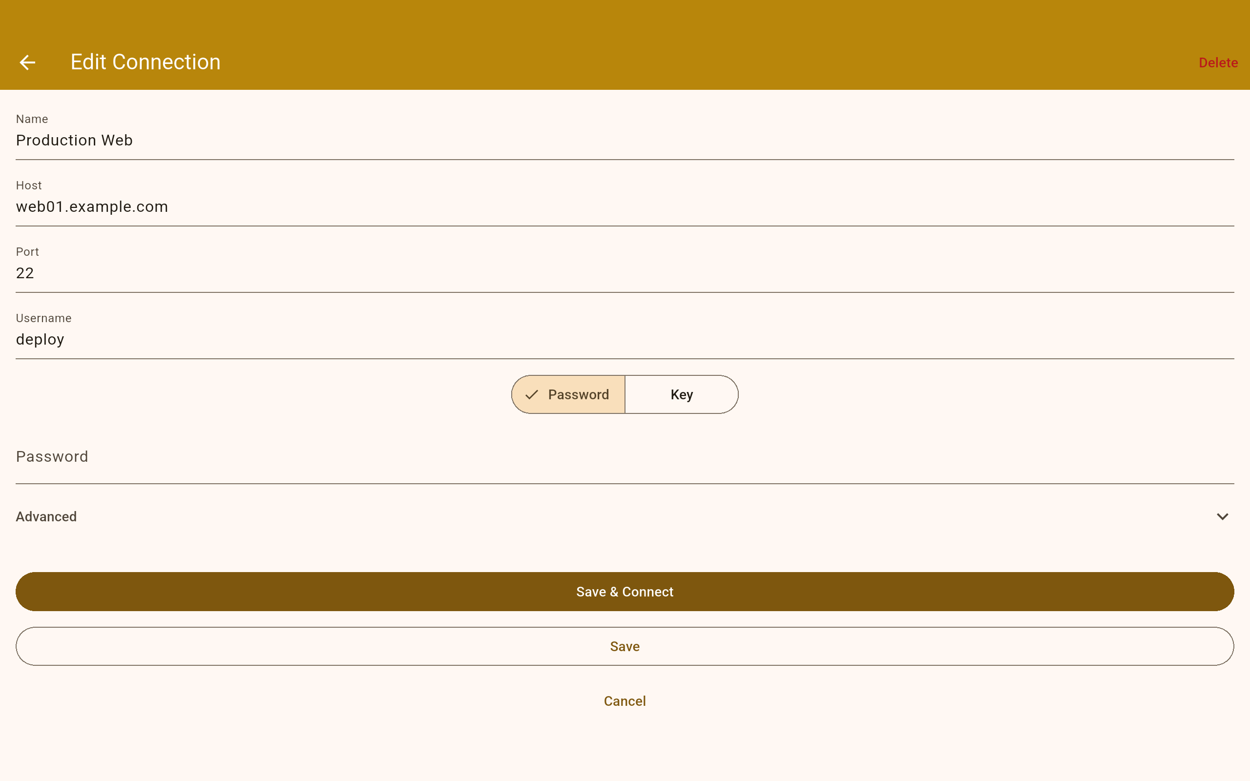 YuzuSSH edit connection